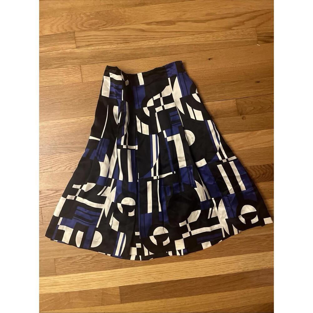 Vtg Ralph Lauren Silk Skirt Sz 10 | Bold Y2K Retro Mod Graphic Pleated Midi